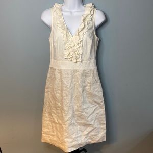 Loft ruffled collar sparkle cream dress woman’s 2